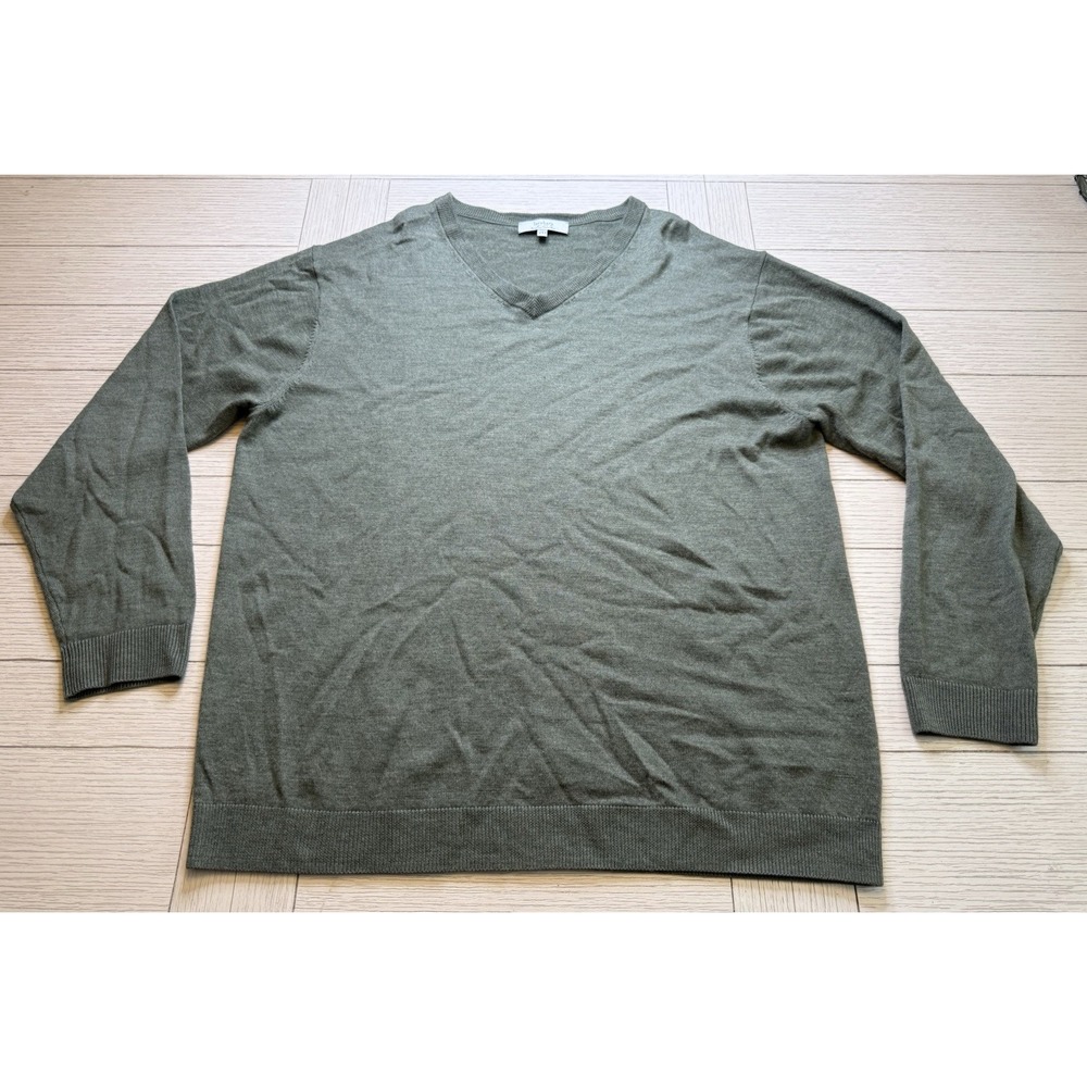 Turnbury Extra Fine Merino Wool V-Neck Pullover Men's Sweater Moss Green Sz 2XT‎